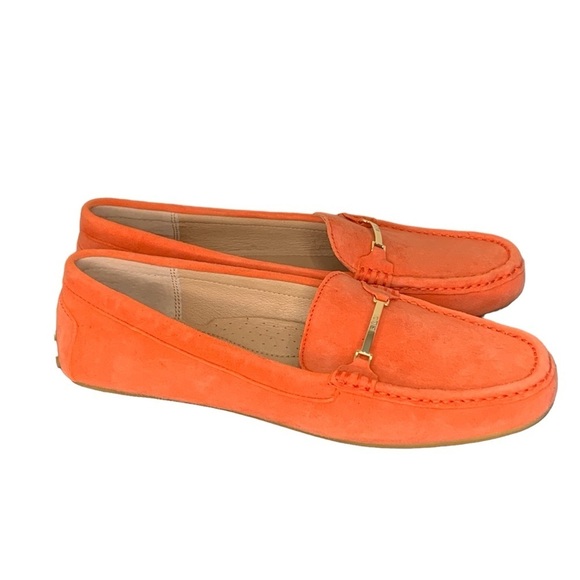 Lauren Ralph Lauren Briony orange leather suede‎ driver loafer. EUC Size 11B - Picture 1 of 11